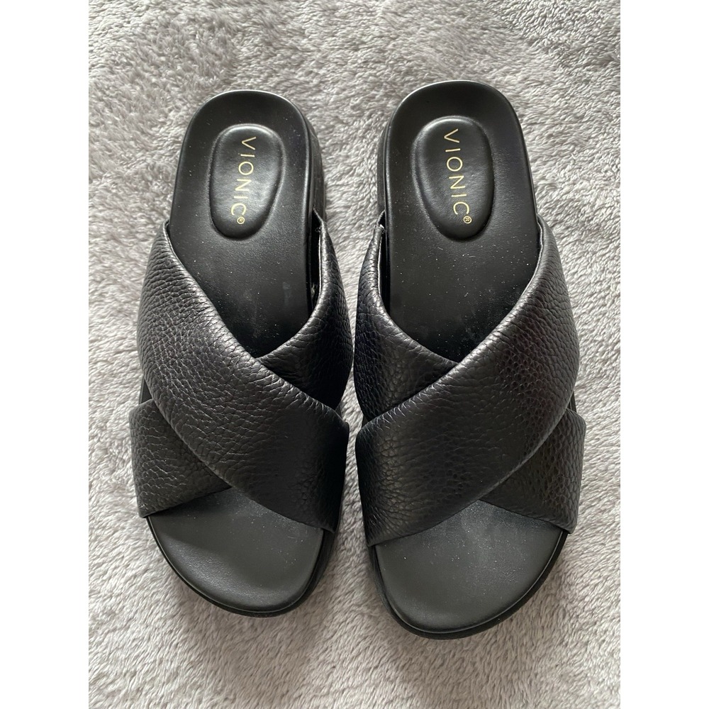 Vionic Sandals Vesta Slide Chunky Flats Women 8 New Vacation Travel Lug Criss s2